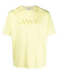 T-shirt à col rond brodé jaune Lanvin