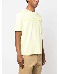 T-shirt à col rond brodé jaune Lanvin