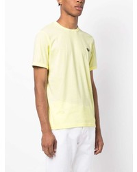 T-shirt à col rond brodé jaune Fred Perry