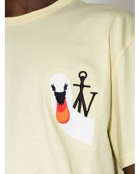 T-shirt à col rond brodé jaune JW Anderson