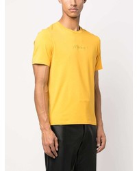 T-shirt à col rond brodé jaune Moschino