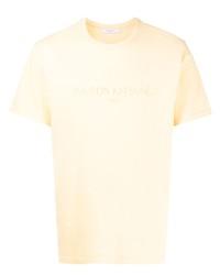 T-shirt à col rond brodé jaune MAISON KITSUNÉ