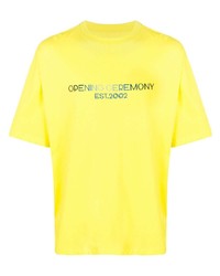 T-shirt à col rond brodé jaune Opening Ceremony