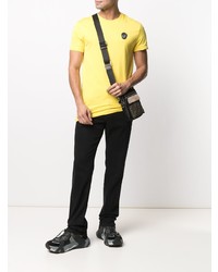 T-shirt à col rond brodé jaune Philipp Plein