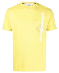 T-shirt à col rond brodé jaune Stone Island