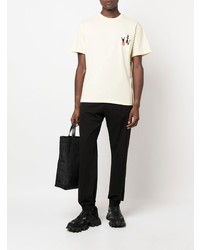 T-shirt à col rond brodé jaune JW Anderson