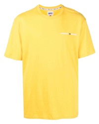 T-shirt à col rond brodé jaune Tommy Jeans