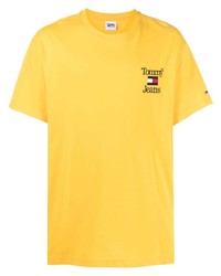 T-shirt à col rond brodé jaune Tommy Jeans