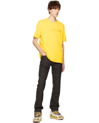 T-shirt à col rond brodé jaune Lanvin
