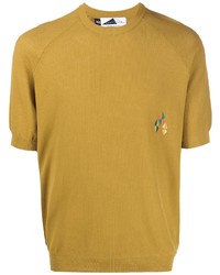 T-shirt à col rond brodé marron clair Anglozine