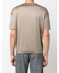 T-shirt à col rond brodé marron clair Emporio Armani