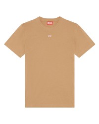 T-shirt à col rond brodé marron clair Diesel