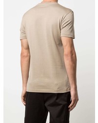 T-shirt à col rond brodé marron clair Versace