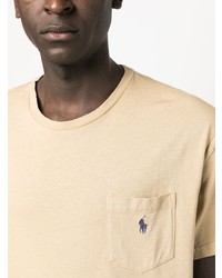 T-shirt à col rond brodé marron clair Polo Ralph Lauren