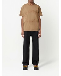 T-shirt à col rond brodé marron clair Burberry