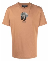 T-shirt à col rond brodé marron clair Hydrogen