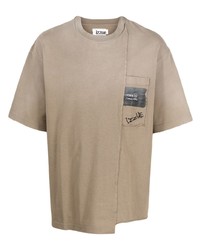T-shirt à col rond brodé marron clair Izzue