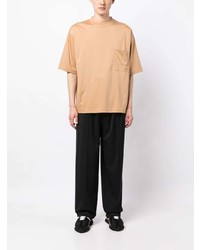 T-shirt à col rond brodé marron clair Lanvin