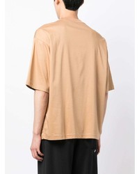 T-shirt à col rond brodé marron clair Lanvin