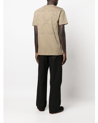 T-shirt à col rond brodé marron clair Off-White