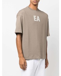 T-shirt à col rond brodé marron clair Emporio Armani