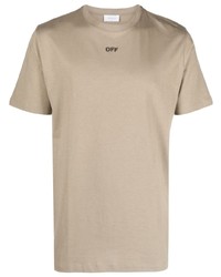 T-shirt à col rond brodé marron clair Off-White