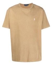 T-shirt à col rond brodé marron clair Polo Ralph Lauren