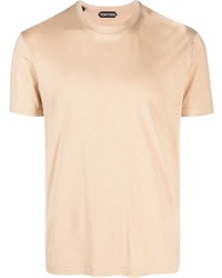 T-shirt à col rond brodé marron clair Tom Ford