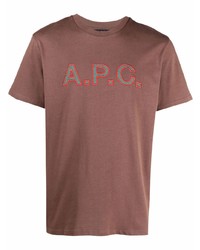 T-shirt à col rond brodé marron A.P.C.