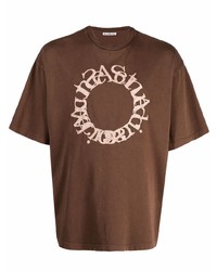 T-shirt à col rond brodé marron Acne Studios