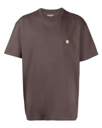 T-shirt à col rond brodé marron Carhartt WIP