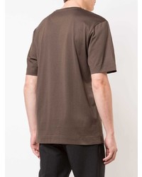 T-shirt à col rond brodé marron Fendi