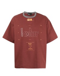 T-shirt à col rond brodé marron Kolor