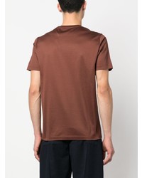 T-shirt à col rond brodé marron Corneliani