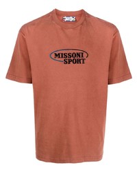 T-shirt à col rond brodé marron Missoni