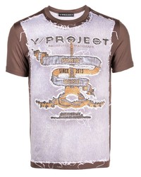 T-shirt à col rond brodé marron Y/Project