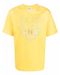 T-shirt à col rond brodé moutarde Kenzo