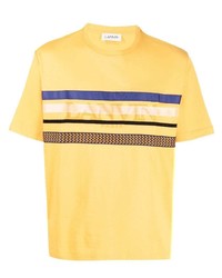 T-shirt à col rond brodé moutarde Lanvin