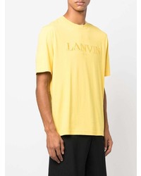 T-shirt à col rond brodé moutarde Lanvin