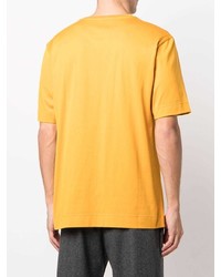 T-shirt à col rond brodé moutarde Fendi