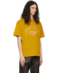 T-shirt à col rond brodé moutarde VTMNTS