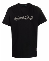 T-shirt à col rond brodé noir et blanc Andersson Bell