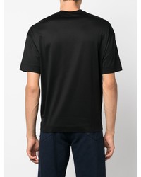 T-shirt à col rond brodé noir et blanc Emporio Armani