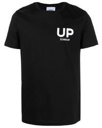 T-shirt à col rond brodé noir et blanc Dondup