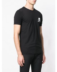 T-shirt à col rond brodé noir et blanc Philipp Plein