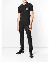 T-shirt à col rond brodé noir et blanc Philipp Plein