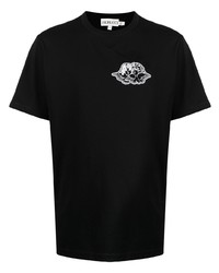 T-shirt à col rond brodé noir et blanc Fiorucci