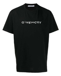 T-shirt à col rond brodé noir et blanc Givenchy