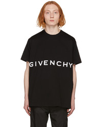 T-shirt à col rond brodé noir et blanc Givenchy