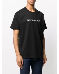 T-shirt à col rond brodé noir et blanc Givenchy